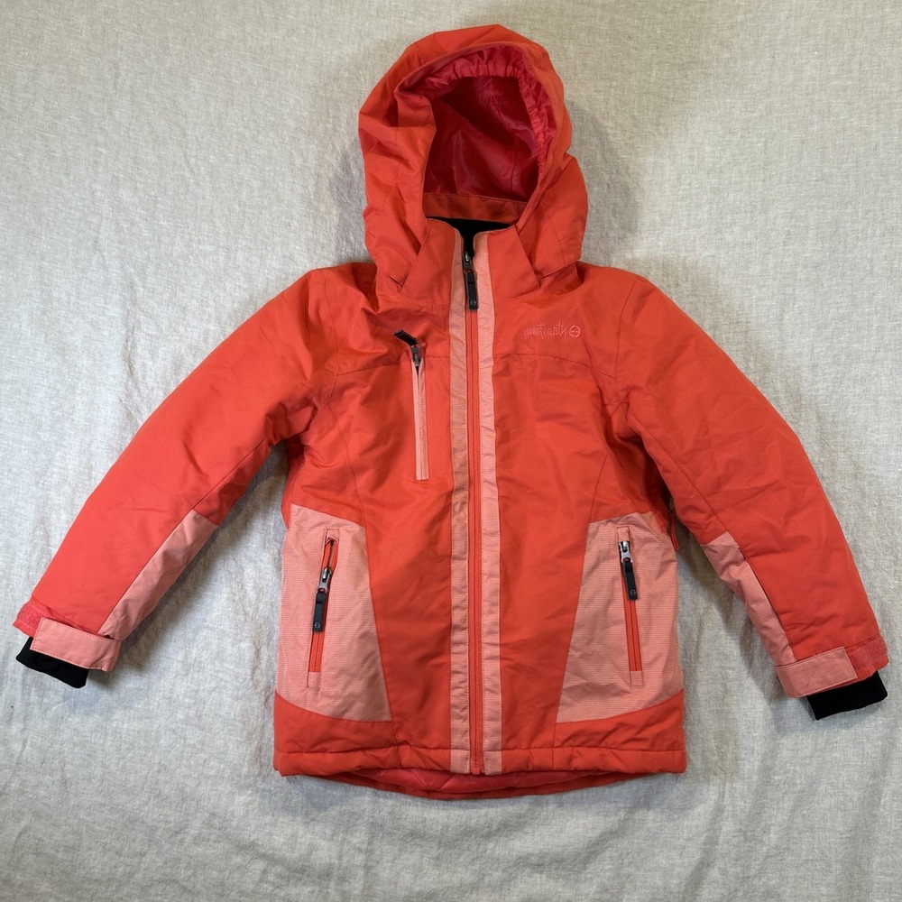 Planet Earth Kids Snow Jacket Pink Size Small Removable Hood Zippers Pockets